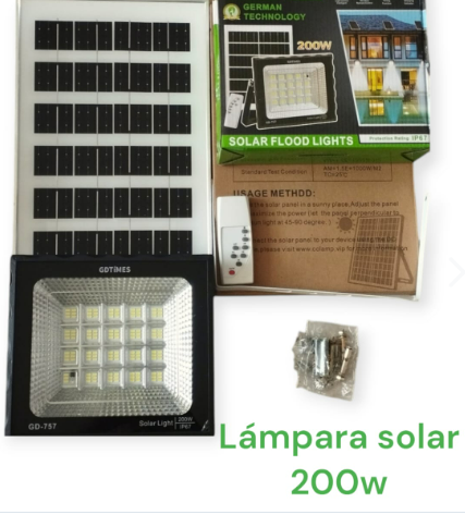 Lampara 200w con panel solar