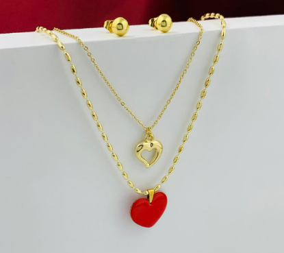JUEGO  DOBLE CADENA,CORAZON Y TOPOS